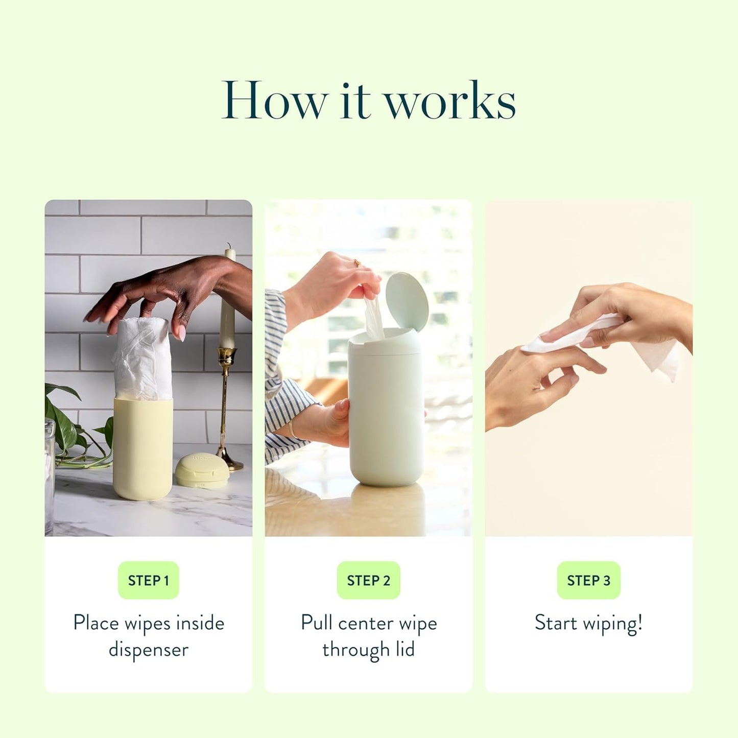 Biom Hand Sanitizing Wipes Starter Kit - 4pk(200 Total) Eucalyptus Scent Wipes + Refillable BPA-Free Dispenser-Biodegradable, All Natural, Plant-Based, Non-Toxic Wet Wipes with Aloe for Soft Skin