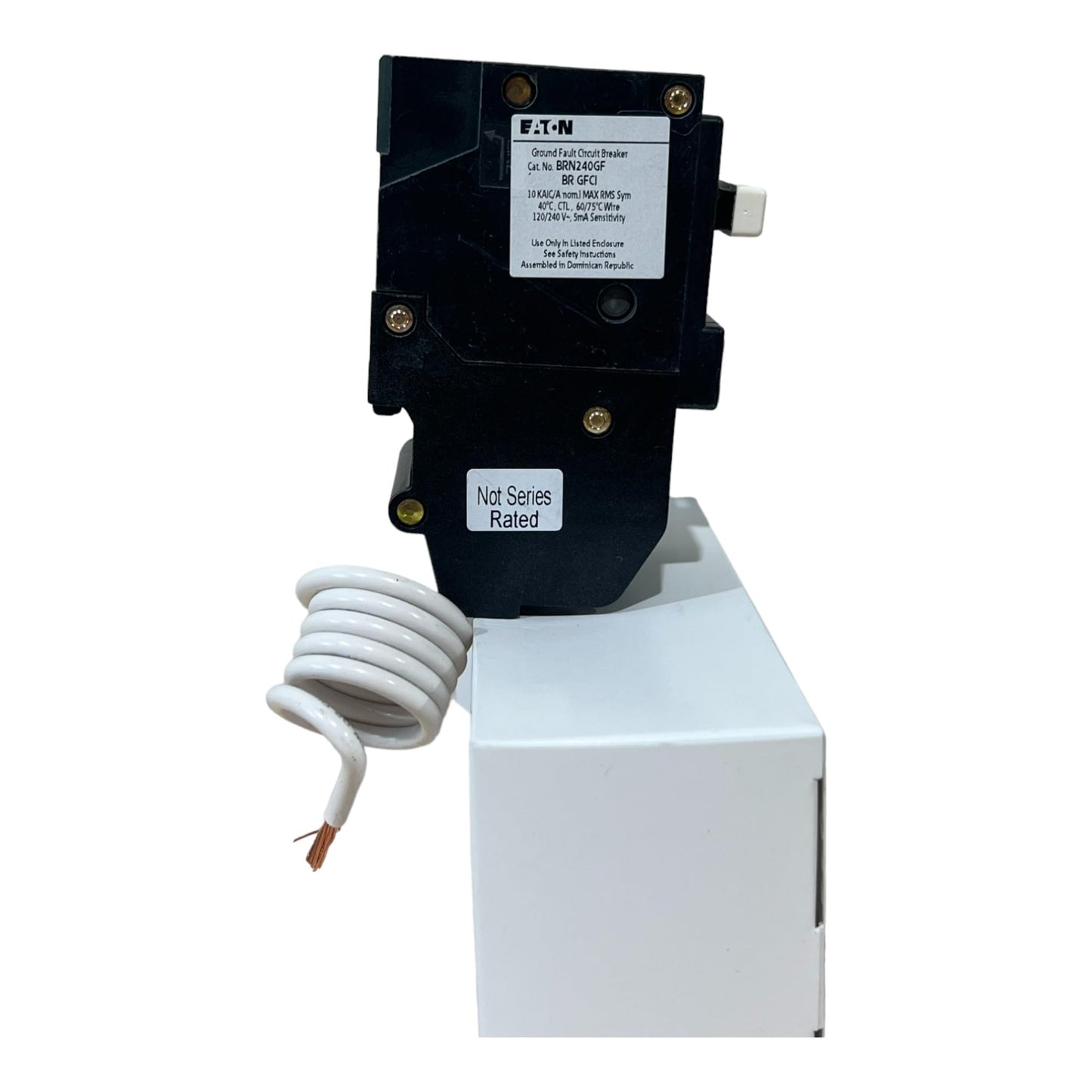 Eaton BRN240GF BR GFCI Circuit Breaker, Ground Fault, Pigtail Neutral, 40 A, 10 KAIC, Two-Pole, 120/240 V