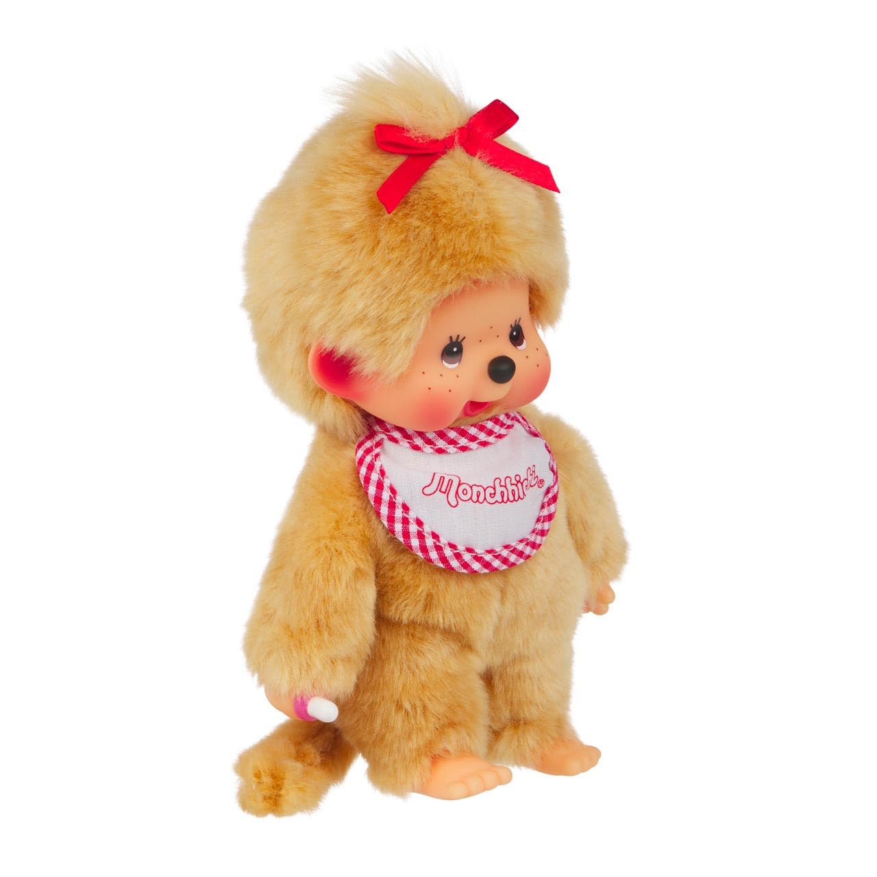 Monchhichi Sekiguchi Beige Girl with Bib - Red/White