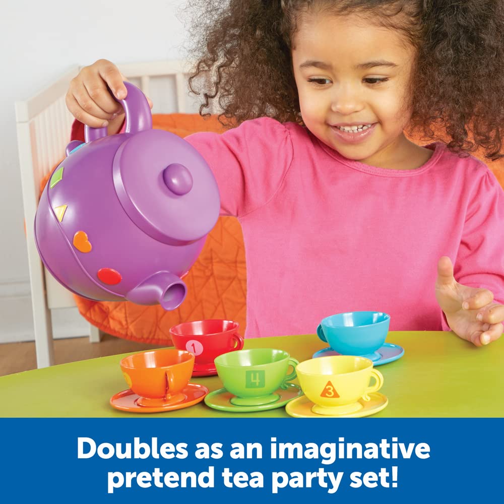 Learning Resources LER7740 Serving Shapes Tea Set, Color Recognition and Counting Toy, 11 Pieces, Ages 2+