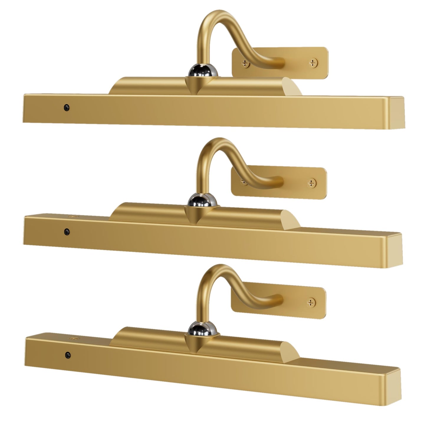 Craftersmark Gallery Lights for Wall 3 Pack, 12" Rechargeable Picture Lights, Cordless Remote Dimmable LED for Portrait Hallway Decor (Antique Gold)