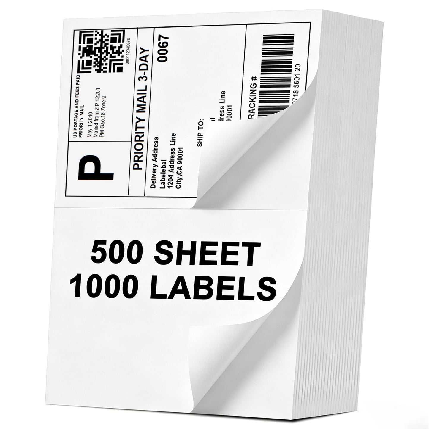 (1000 Labels/500 Sheets)Labelebal Half Sheet Self Adhesive Shipping Labels for Laser & Inkjet Printers, 8.5" x 5.5" Shipping Mailing Labels, 2 Per Page Shipping Labels, 5 1/2 x 8 1/2 Half Sheet Labels