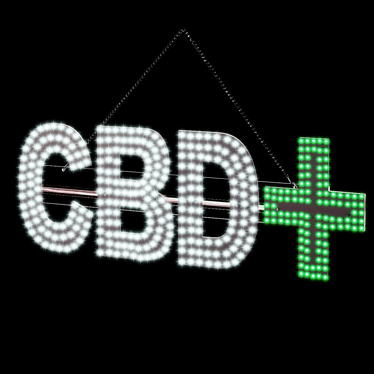 30"x10" Large LED CBD+ Sign for Smoke Shops, Super Bright Unique Design CBD+ Sign with Hanging Installation, High Visibility CBD+ Sign for Stores Retail Shops Window