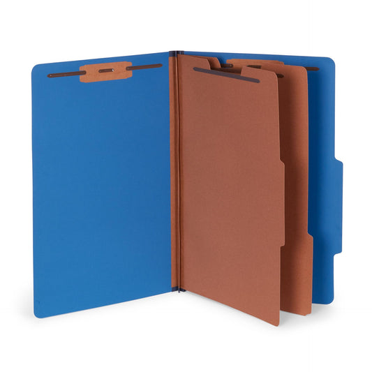 Blue Summit Classification Folders, Legal Size, 2 Dividers, Dark Blue – 10 Pack