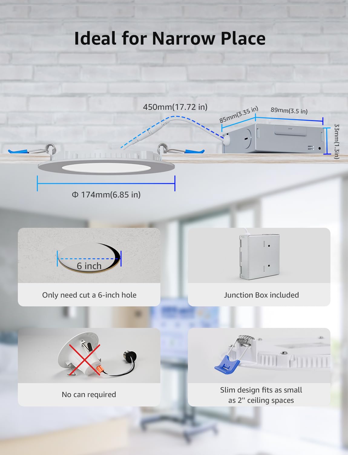 Lepro R2 AI Smart LED Recessed Lighting 6 Inch, RGB+Cool/Warm White APP Control Ceiling Lights, Alexa & Google Compatible, 12W 1050LM Slim Canless Downlight, AI Generated Lighting, 2.4GHz WiFi, 4-Pack