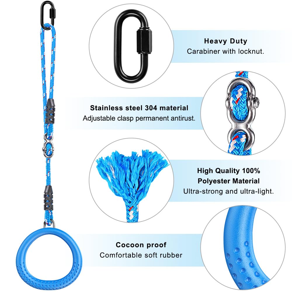 Dolibest 2pcs Gymnastic Rings with 1m Rope