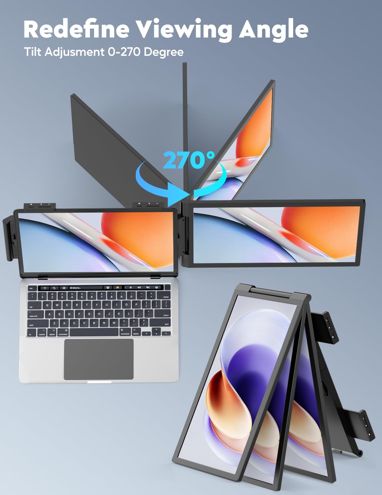 Laptop Screen Extender,14" FHD 1080P IPS Dual Screen,Attachment Screen Extended Extra Screen, Portable Monitor for Laptops 14-16" with USB-C/HDMI Port, Plug n Play for Windows/Mac/Android/Switch/PS5