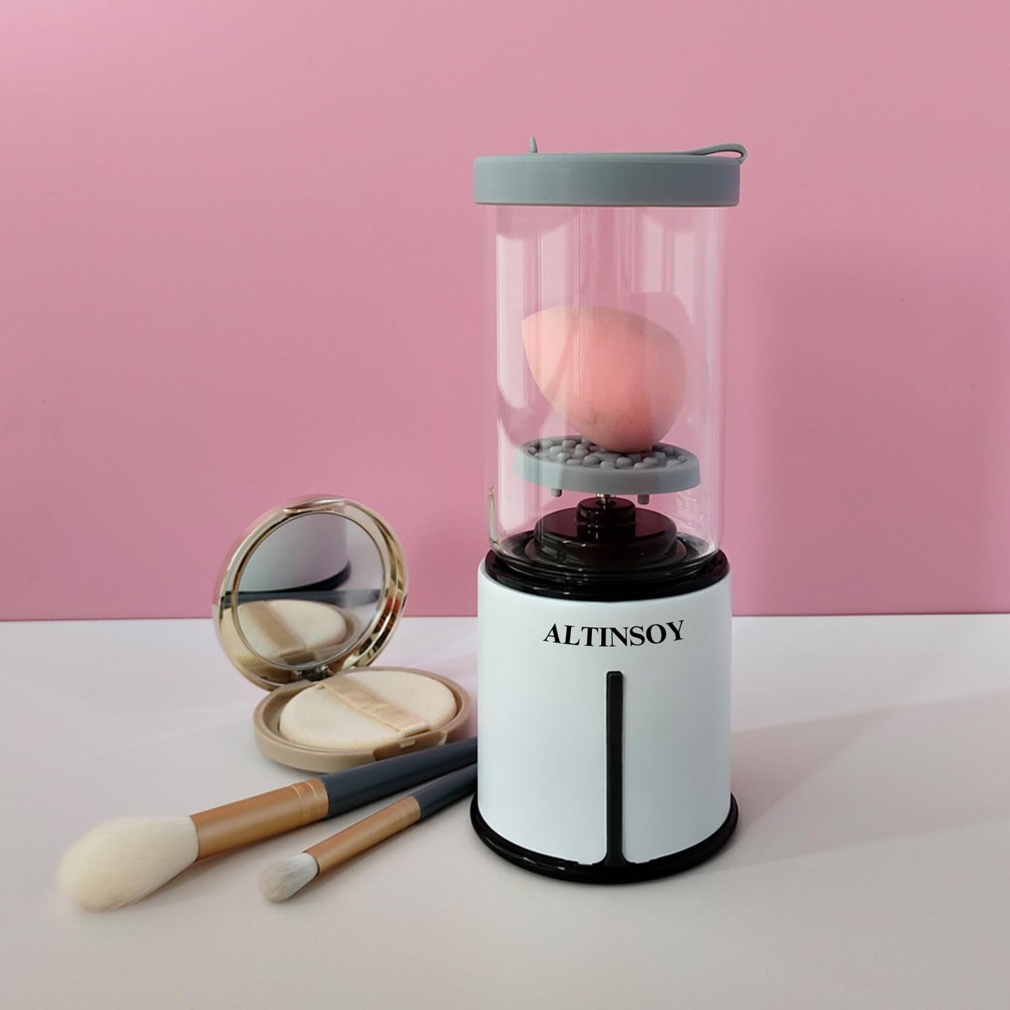 ALTINSOY Makeup Brush Cleaner Machine - Electric Cosmetic Brushes Cleanser - Automatic Cleaning Tool - Fast Wireless Makeup Brush Washing - Gifts For Women - Makeup Brush Holder - Sponge Cleaners