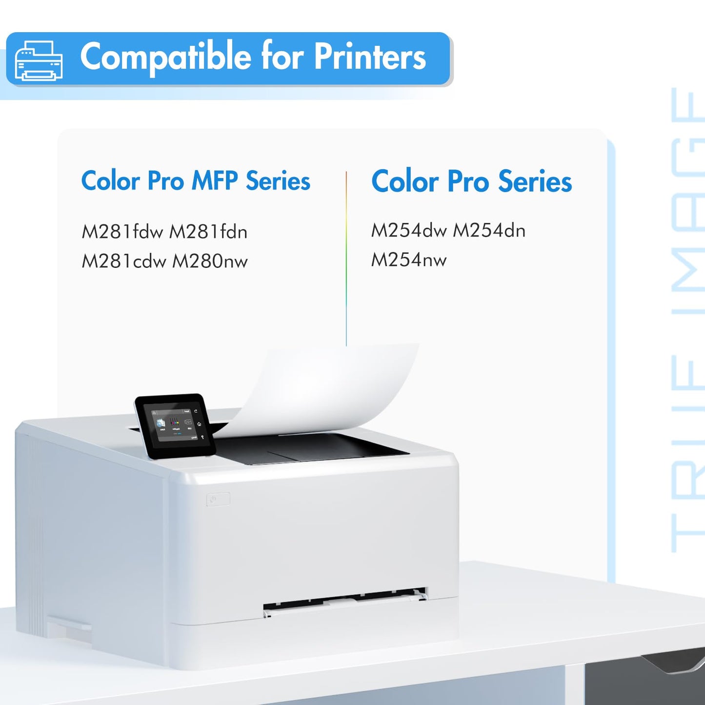 TRUE IMAGE Compatible Toner Cartridge Replacement for HP 202A CF500A 202X Color Laserjet Pro MFP M281fdw M281cdw M254dw M281fdn M254dn M254nw M281 M254 Toner Printer Ink (BK/C/Y/M, 5-Pack)