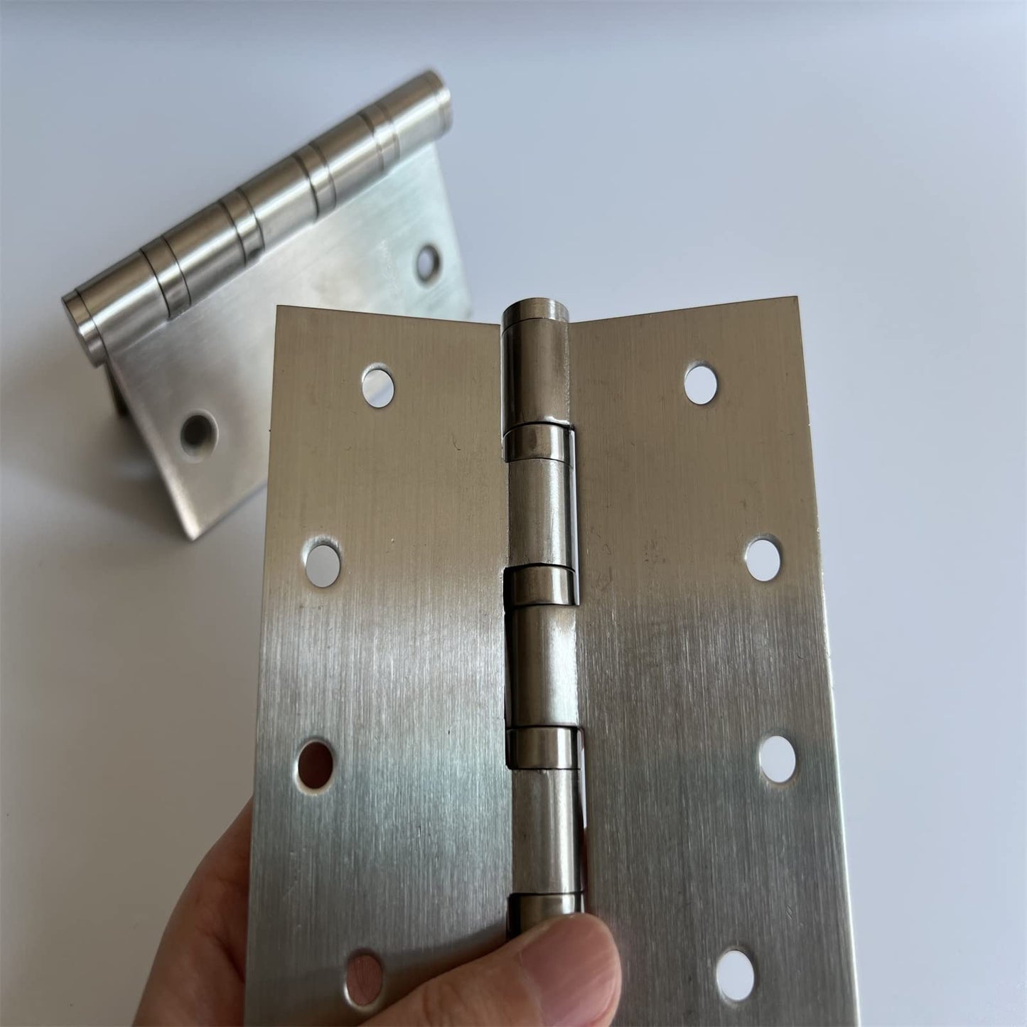 4in Stainless Steel Door Hinges, 4" x 4 inch Heavy Duty SS 304 for Salty Residential Environment Exterior and Interior Doors Security Swing,Non Removable Pin with Square Corner-4 Pack (4, Silver)