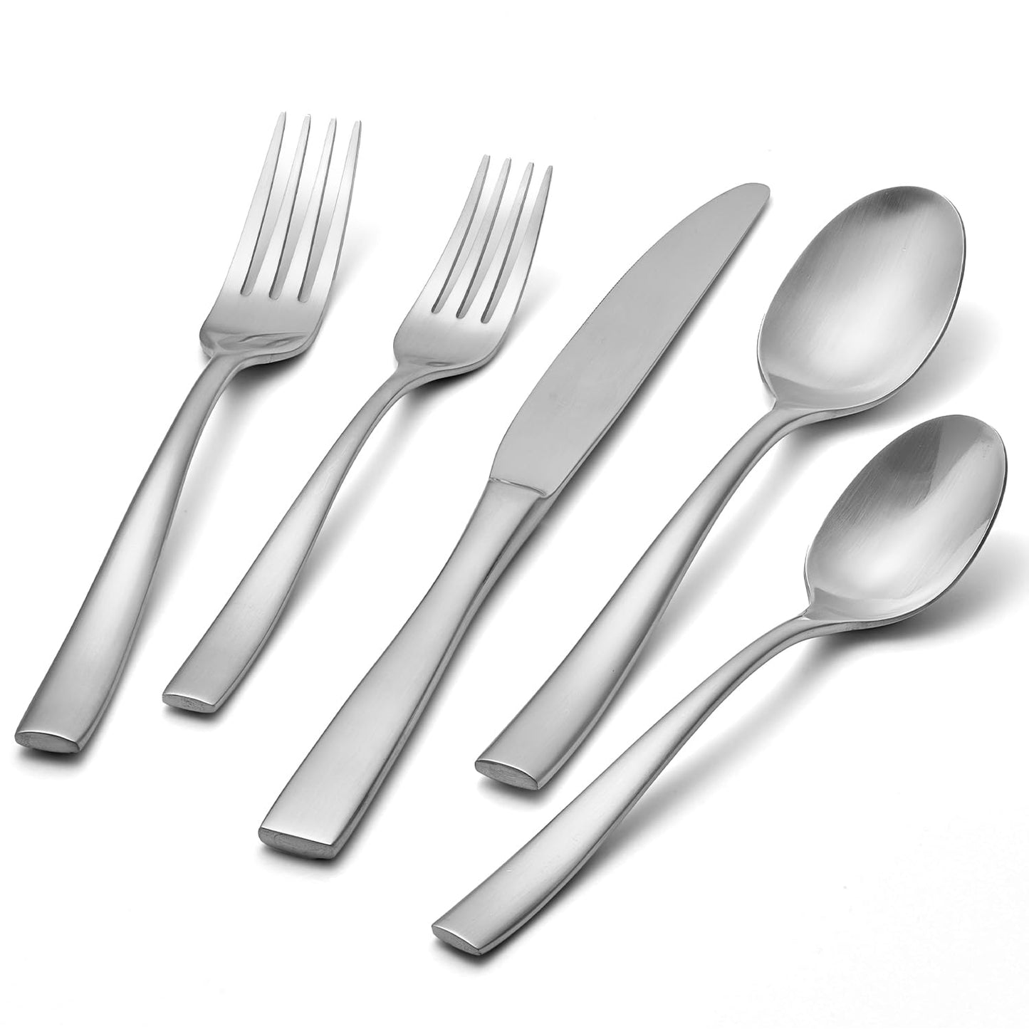 KINGSTONE 40-Piece Silverware Set for 8, Matte Stainless Steel Flatware Set with Forks, Knives, Spoons, Dishwasher Safe, Rust Resistant Cutlery for Home & Wedding