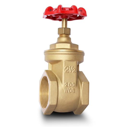 2-1/2" NPT Brass Gate Valve, Heavy Duty Female x Female Thread Manual Rotary Sluice Valve with Wheel Handle for Water, Oil, Gas, Industrial Plumbing, and HVAC Systems (2-1/2", DN65)