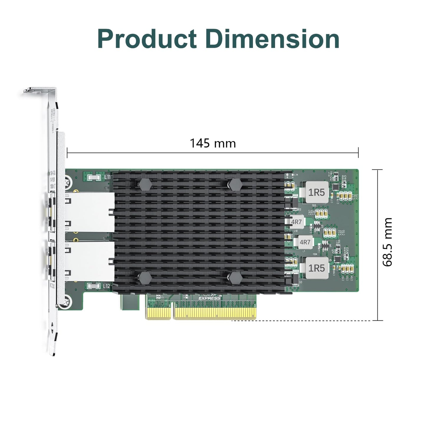 10Gb NIC Dual RJ45 Port PCIe Network Card with Intel X540-AT2 Controller, 10G Ethernet Converged Network LAN Adapter, Support Windows/Linux/Vmware/ESX/Freebsd Server, Compare to Intel X540-T2