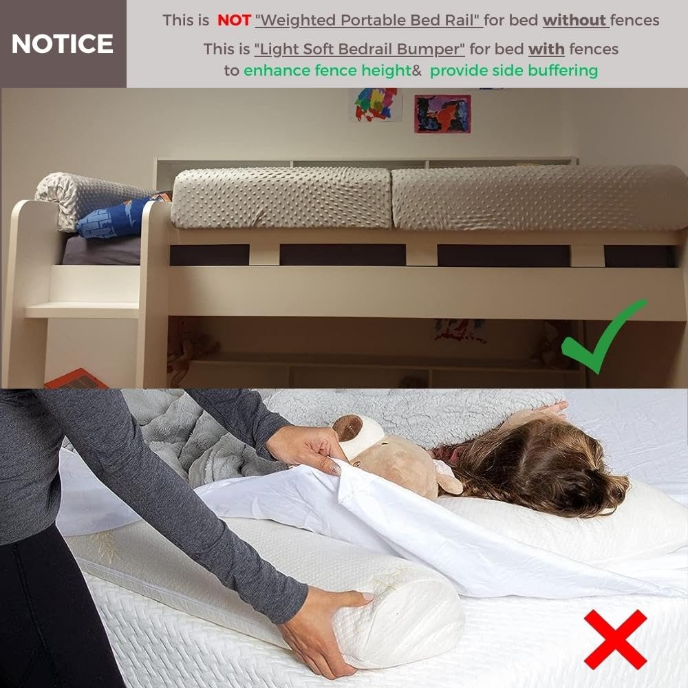 Wonder Space Toddlers' Bed Rail Bumpers Protecter - Children's Bed Guardrail Padding - Anti-Collision | Increased Height | Fall Prevention - Easy Installation Enhanced Safety Mostly Fit (Grey, 3ft)