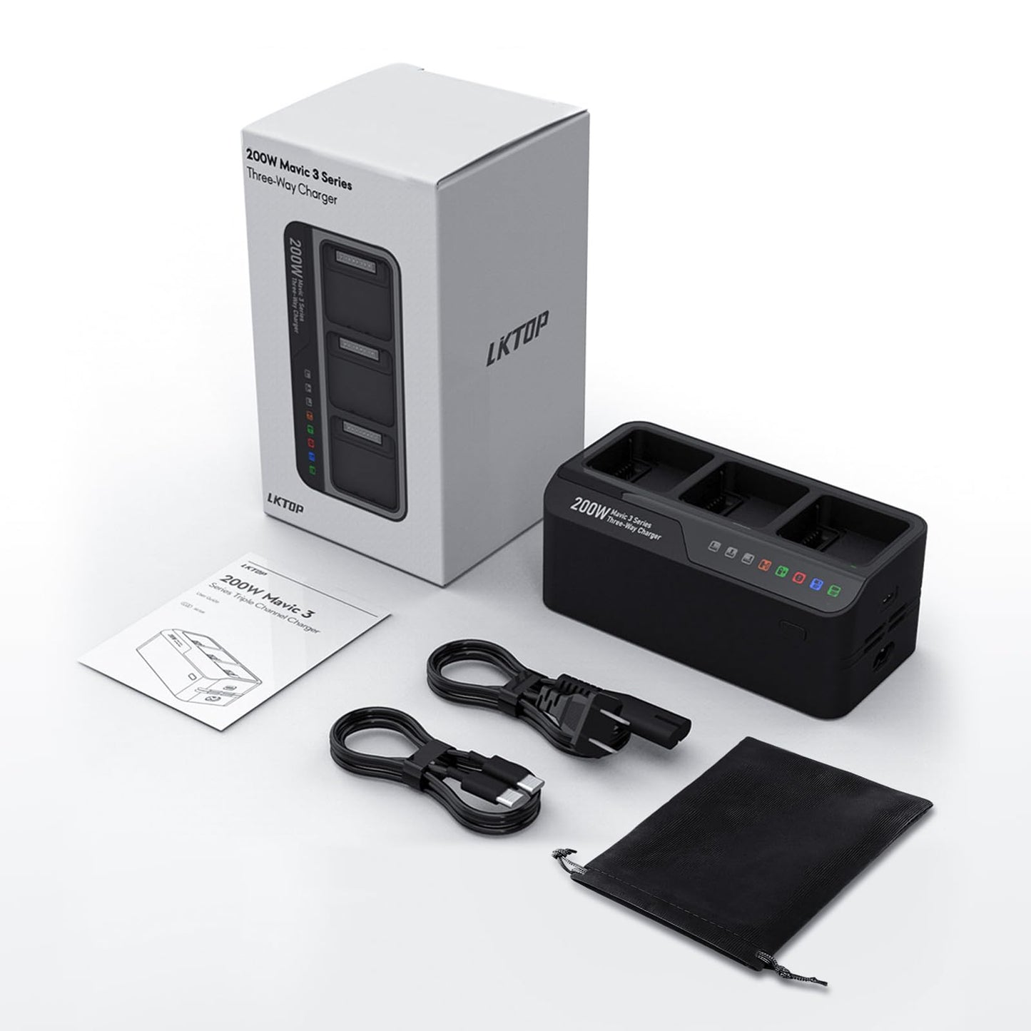 200W DJI Mavic 3 Pro Battery Charging Hub, Mavic 3.5X(1hr to Charge 3 Batteries) Fast Battery Charger for DJI Mavic 3/Pro/Classic/Enterprise/Thermal Drones Controller, Mavic 3 Battery Charger