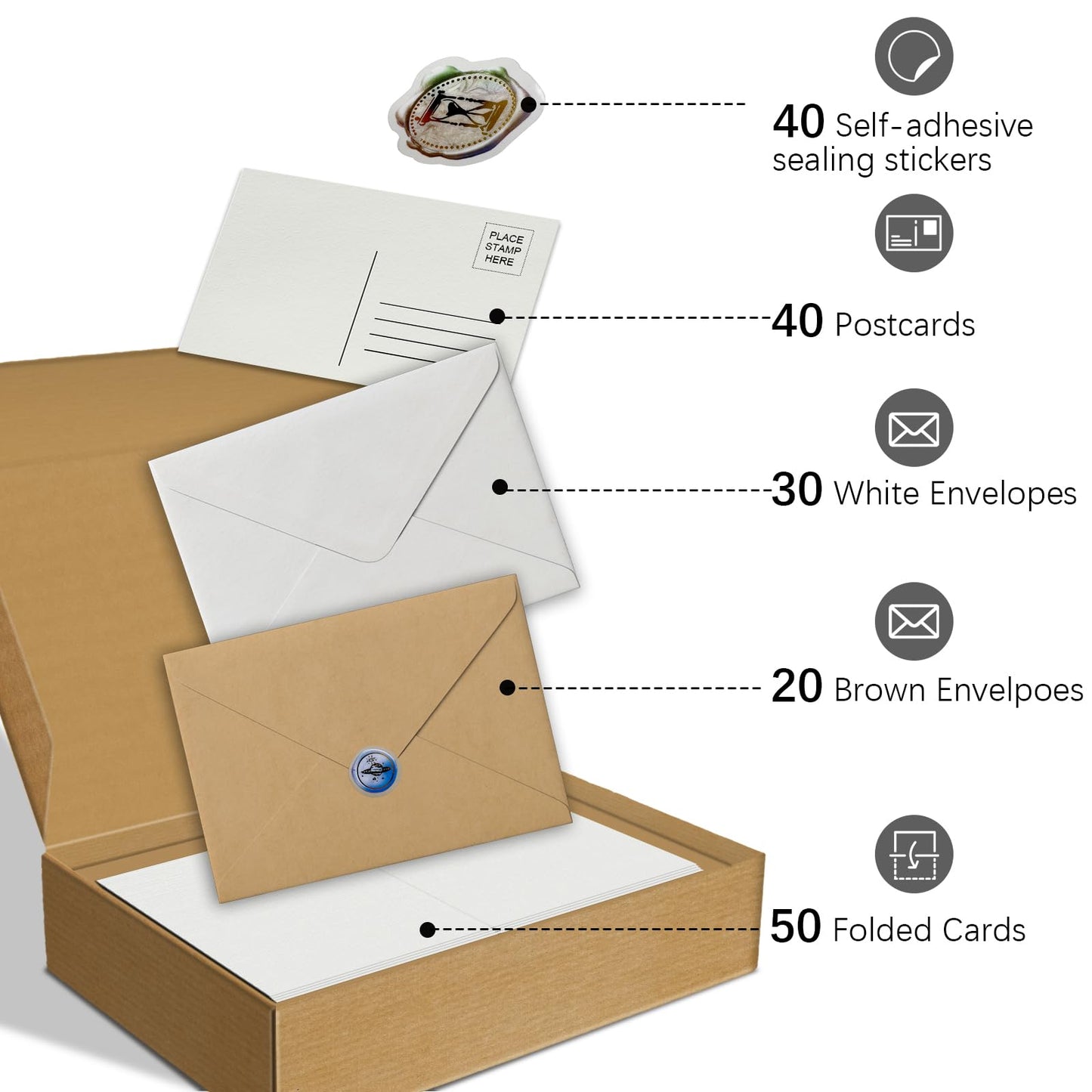 KOVIEDE 50 Pack Foldable Watercolor Cards with Envelopes 5"X7", 40 Blank Watercolor Postcards 4"x6", 140LB/300GSM 100% Cotton Water Color Cards for Painting, Greeting, Christmas, Birthday