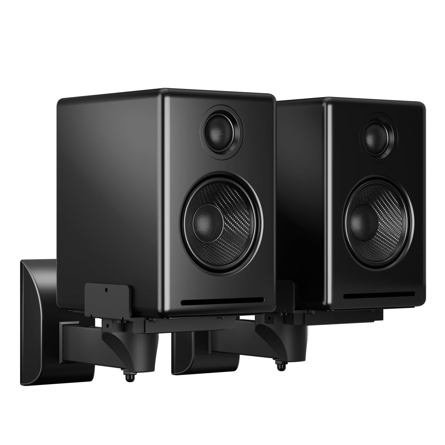 suptek Speaker Wall Mounts, Dual Speaker Stands for Surround Sound Speakers, Universal Speaker Bracket, Tilt Swivel Speaker Shelves Up to 55lbs Black (2 Pack)