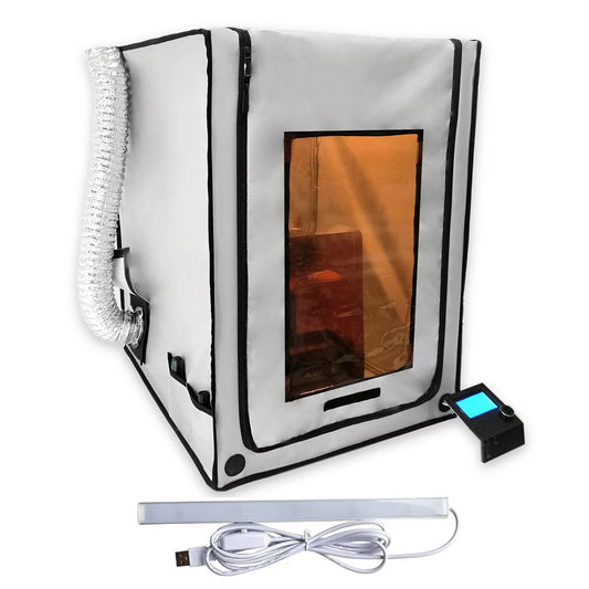 3-in-1 Multifunctional 3D Printer Enclosure Laser Engraver Eye Protective Shield Cover Resin 3D Printer Fireproof Tent with Fume Extractor Smoker Absorber Filament Dryer Dust Cover (3in1 Tent)