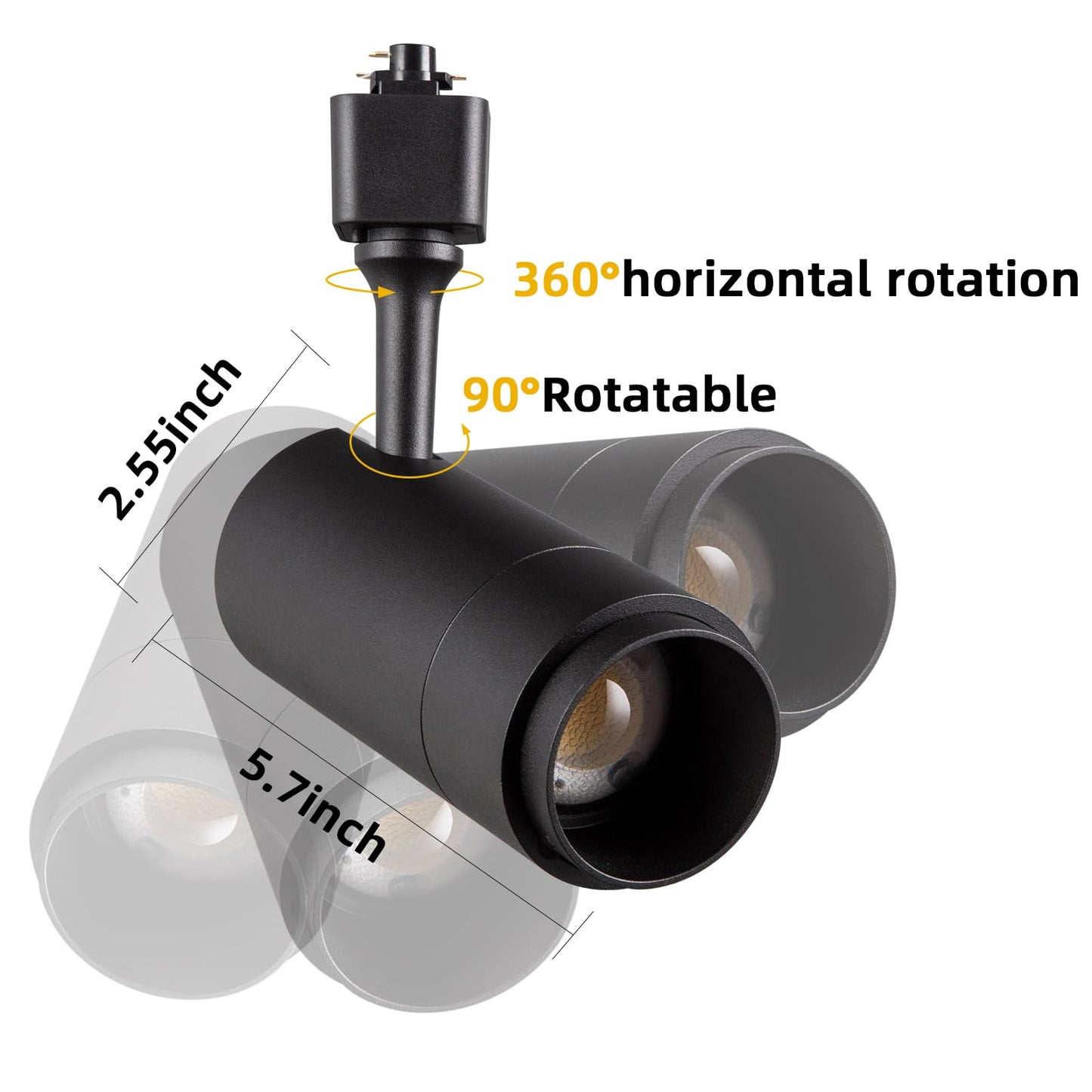 LED Track Lighting Heads Dimmable 24W 5CCT 2700K/3000k/3500k/4000k/5000k,Single Circu H Track Lighting Heads,Zoomable Beam 15° to 60° Ideal for Accent Art and Task Lighting,(3 Pack - Black-5CCT)