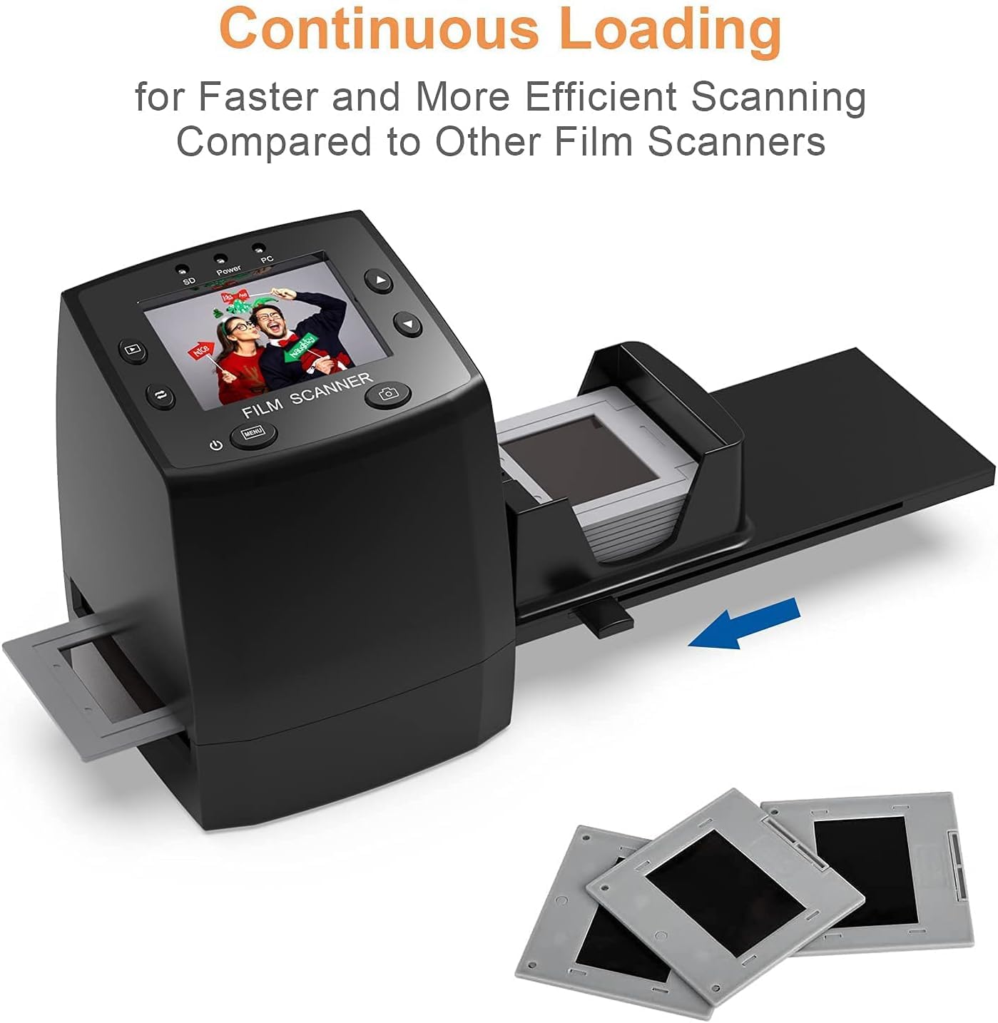 135 Film Negative Scanner Slide Viewer, Converts 35mm Film Negatives & Slides to Digital JPEG Images, 2.4 LCD Screen, with Quick Slide Holder