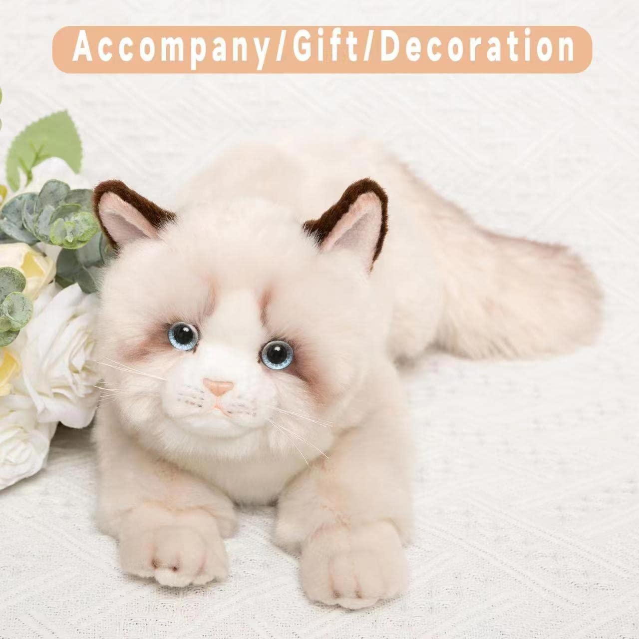 CU-MATE 20'' Gray Ragdoll Cat Stuffed Animal Toys Dolls,Cute Handmade Plush Toy Ann Baker Cat Birthday Gifts Present for Boys and Girls
