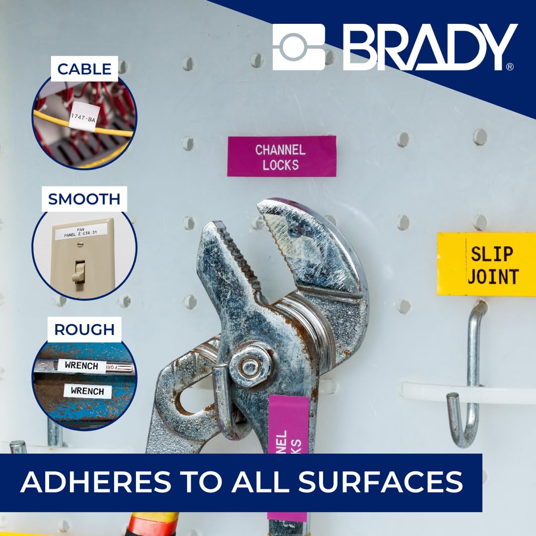 Brady Authentic (M5C-1500-595-WT-BK) All-Weather Vinyl Labels 1.5 in W x 25ft Black on White. for use with BMP51, M510, and M511 Label Printers.