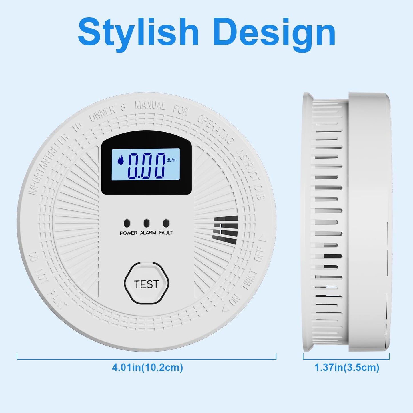 5 Pack Combination Photoelectric Smoke and Carbon Monoxide Alarm Detector with LCD Display; Battery-Operated Smoke Carbon Monoxide Alarm