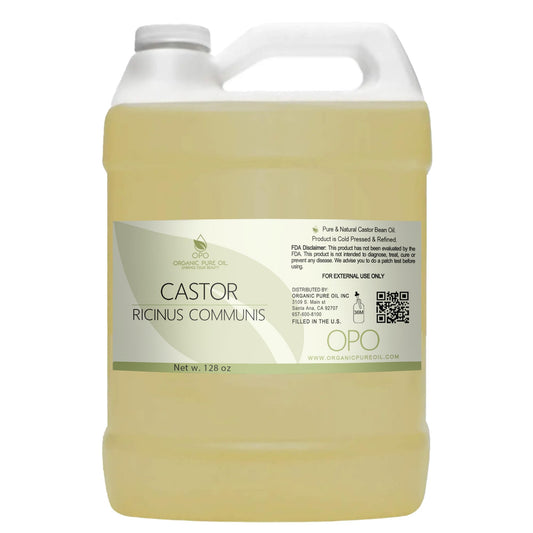Castor Oil - Pure Refined Natural Cold Pressed Vegan Non GMO Bulk 128 oz - 1 Gallon - Bulk Wholesale Castor Oil for Hair Nails Eyelashes Eyebrows Beard Mustache - Organic Pure Oil