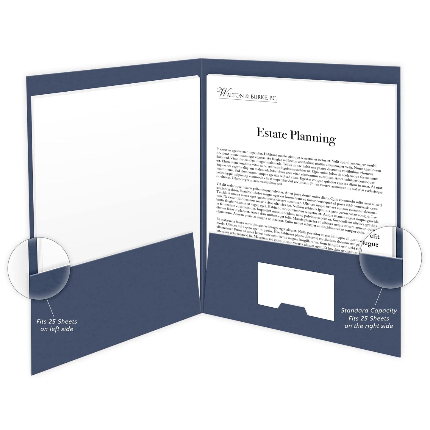 The Gallery Collection, 25 Count, Blue, Estate Planning Documents Pocket Folders, Gold Foil Stamped, for Legal Professionals (9 x 12)