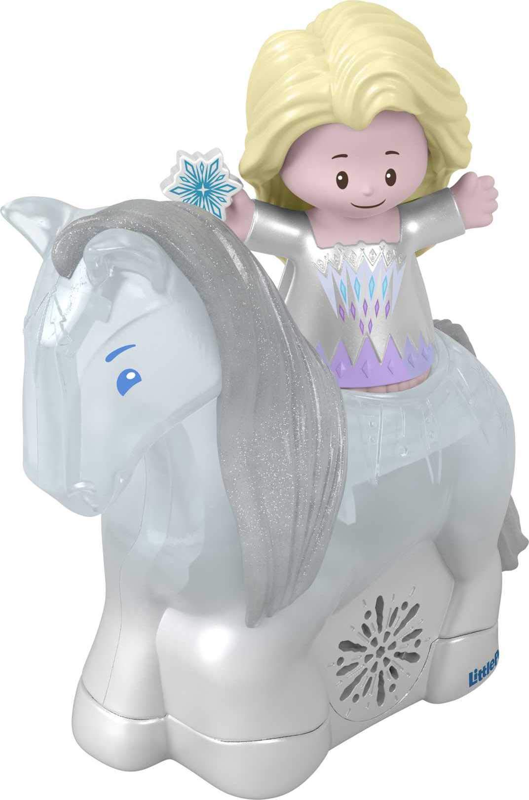 Fisher-Price Little People Toddler Toys Disney Frozen Elsa & Nokk Figure Set with Lights & Sounds for Preschool Pretend Play Kids Ages 18+ Months