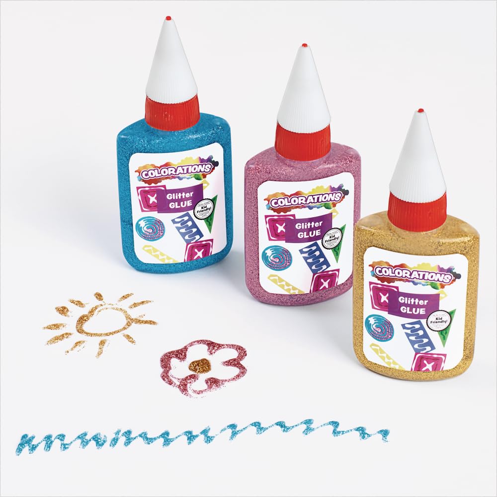 Colorations Non-Toxic Glitter Glue Goo, Classroom Pack of 30 bottles, 1.69 oz. ea, 10 Colors, Arts & Crafts, Kids, Slime, Easy Squeeze Bottles, School, Party Favors, Give Always, Slime