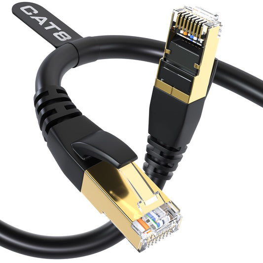 DbillionDa Cat8 Ethernet Cable, Outdoor&Indoor, 50FT High Speed 26AWG Cat8 LAN Network Cable 40Gbps, 2000Mhz with Gold Plated RJ45 Connector, Heavy Duty Weatherproof S/FTP UV Resistant for Modem