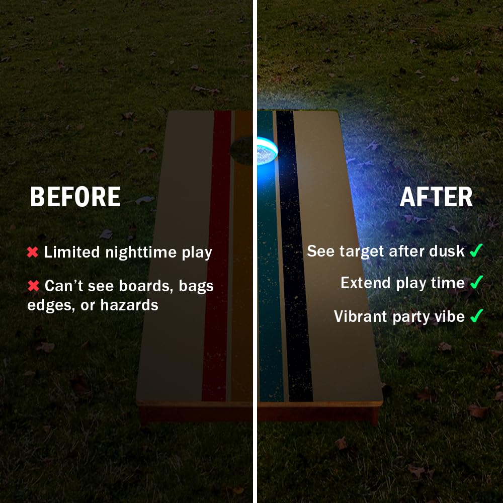 ACA Eclipse LED Cornhole Board Ring Lights 2-Pack with Complete Hardware Kit | 16 Colors - 4 Modes - Remote Included