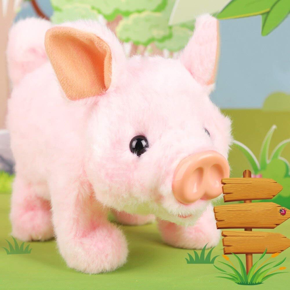 Liberty Imports Plush Pigy Pet Piggy Electronic Toy Piglet - Walking, Wag Tail, Wiggle Nose, Oink Sounds for Kids