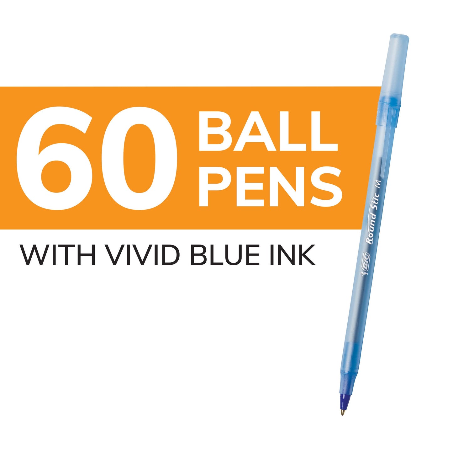 BIC Round Stic Xtra Life Ballpoint Pen, Medium Point (1.0mm), Blue, Flexible Round Barrel For Writing Comfort (Pack of 9, 540 Count Total)