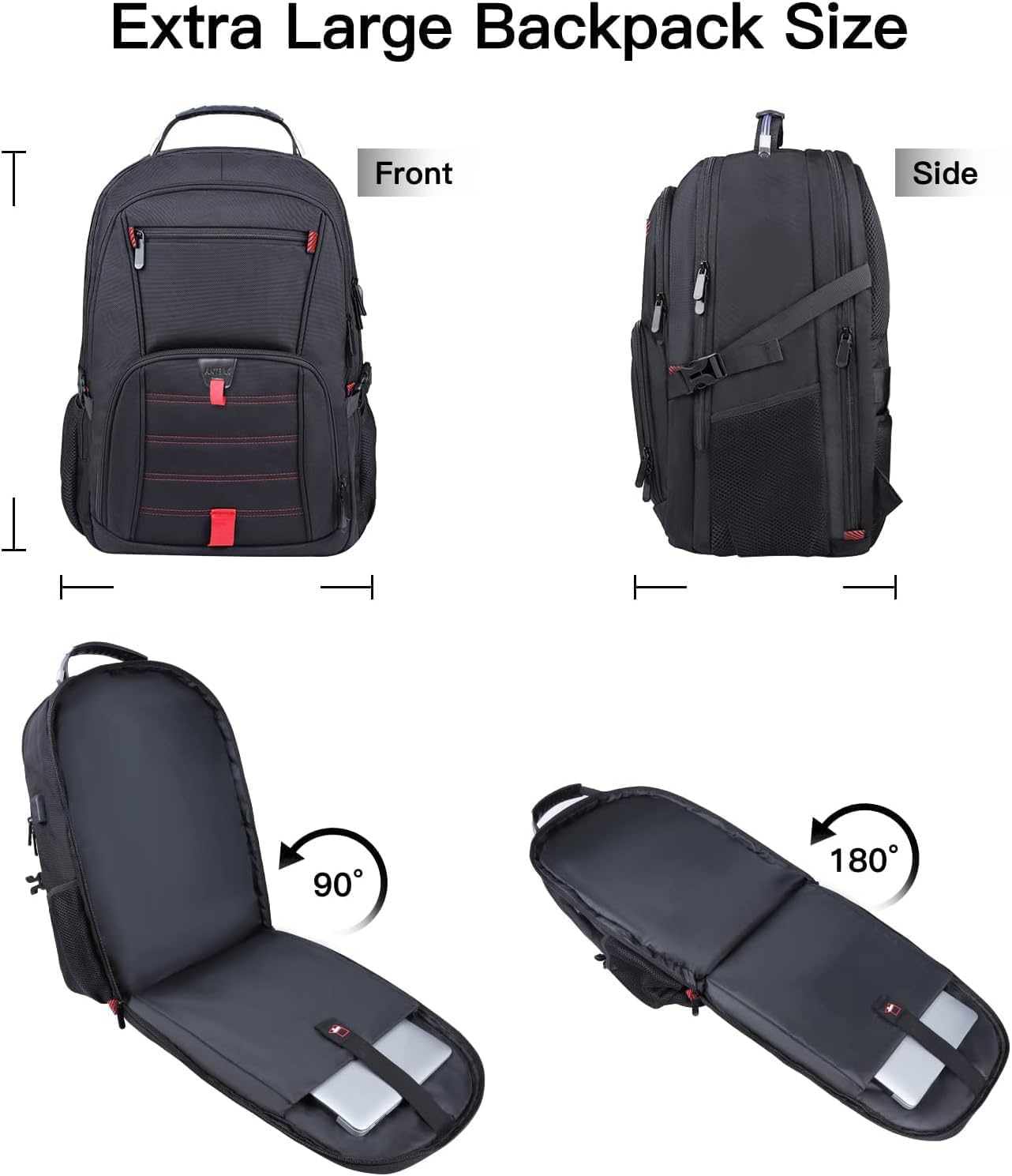 ANTERK Extra Large Backpack, 18.4 Inch Travel Laptop Backpacks for Men Women, 55L Anti Theft Water Resistant College Bussiness TSA Airline Approved Work Computer Backpack, Black