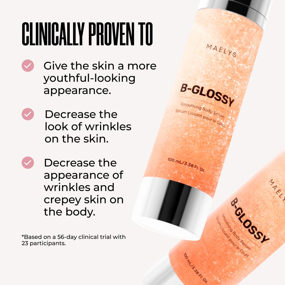 MAËLYS B-GLOSSY Smoothing Body Serum - Anti-Aging Hyaluronic Acid Serum for Body Wrinkles - Hydrating Wrinkle Serum with Peptides & Shea Butter To Smooth The Appearance Of Wrinkles