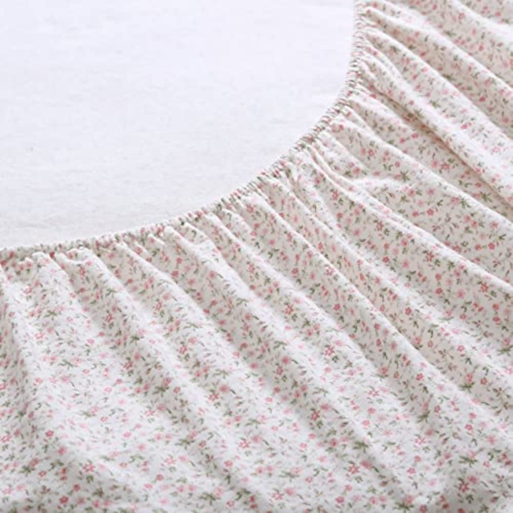 Laura Ashley Home - King Sheets, Cotton Flannel Bedding Set,4 pcs, Brushed for Extra Softness & Comfort (Evie Pink, King), Evie Pink/Green/White
