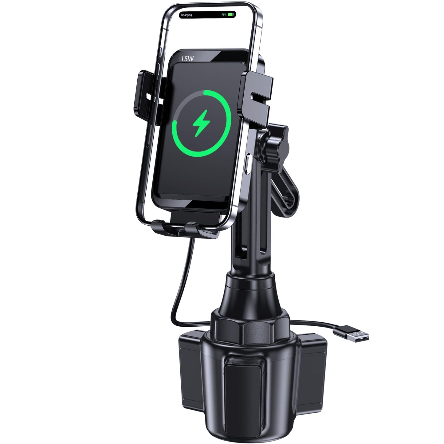 Wireless Car Charger, MOKPR 15W/10W/7.5W Cup Holder Phone Mount, Auto Clamping Fast Charging Car Mount, Air Vent Phone Holder for iPhone 16 15/14/13/12 pro/12/11/XS/X/8, Samsung S23/S22/S10/S9/S8, etc