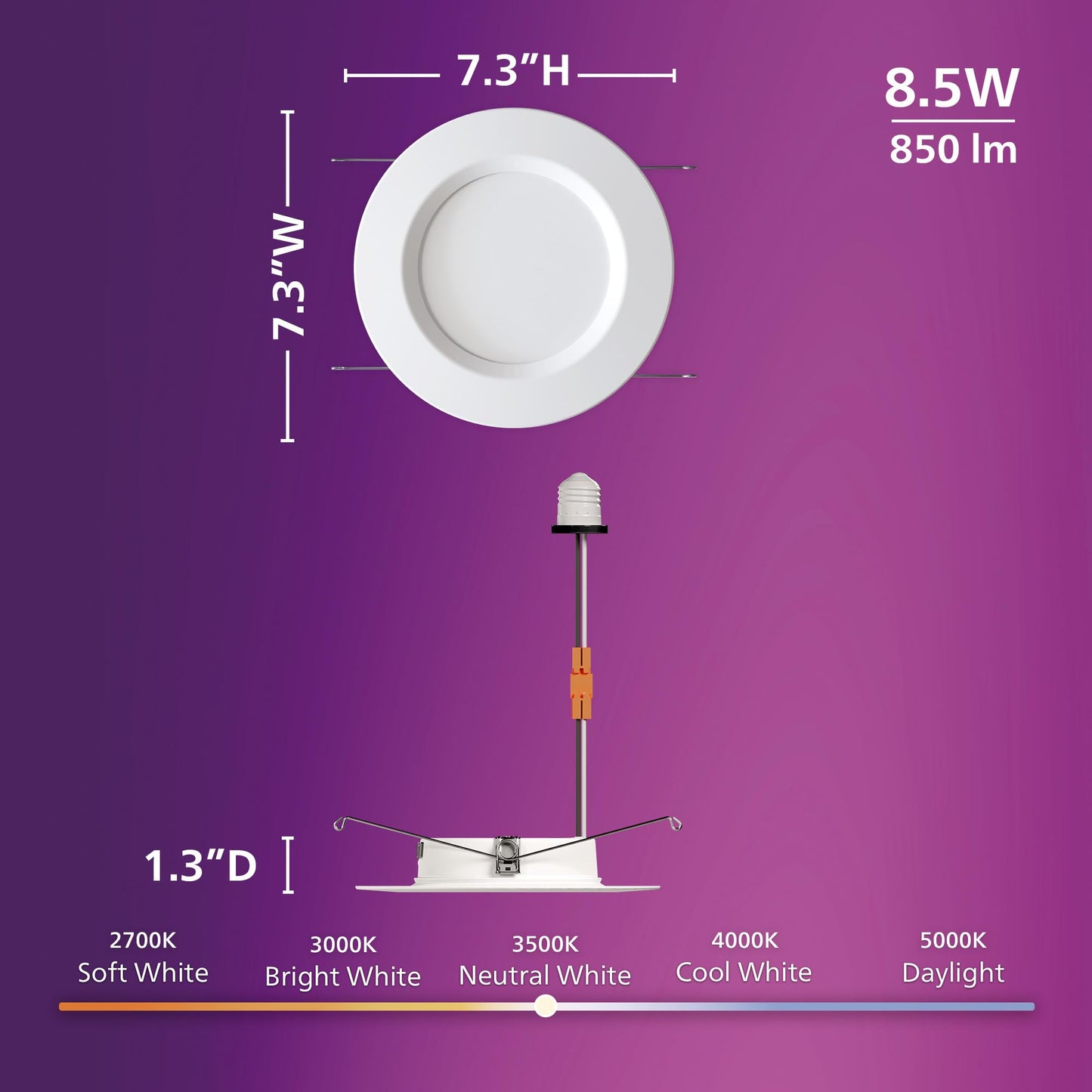 Philips LED Retrofit Downlight, 12 Lights, 5/6-inch, EyeComfort, Easy to Install, 5 CCT Settings, Soft White Light to Daylight, Dimmable, IC Rated, Long Lifetime, CRI 90