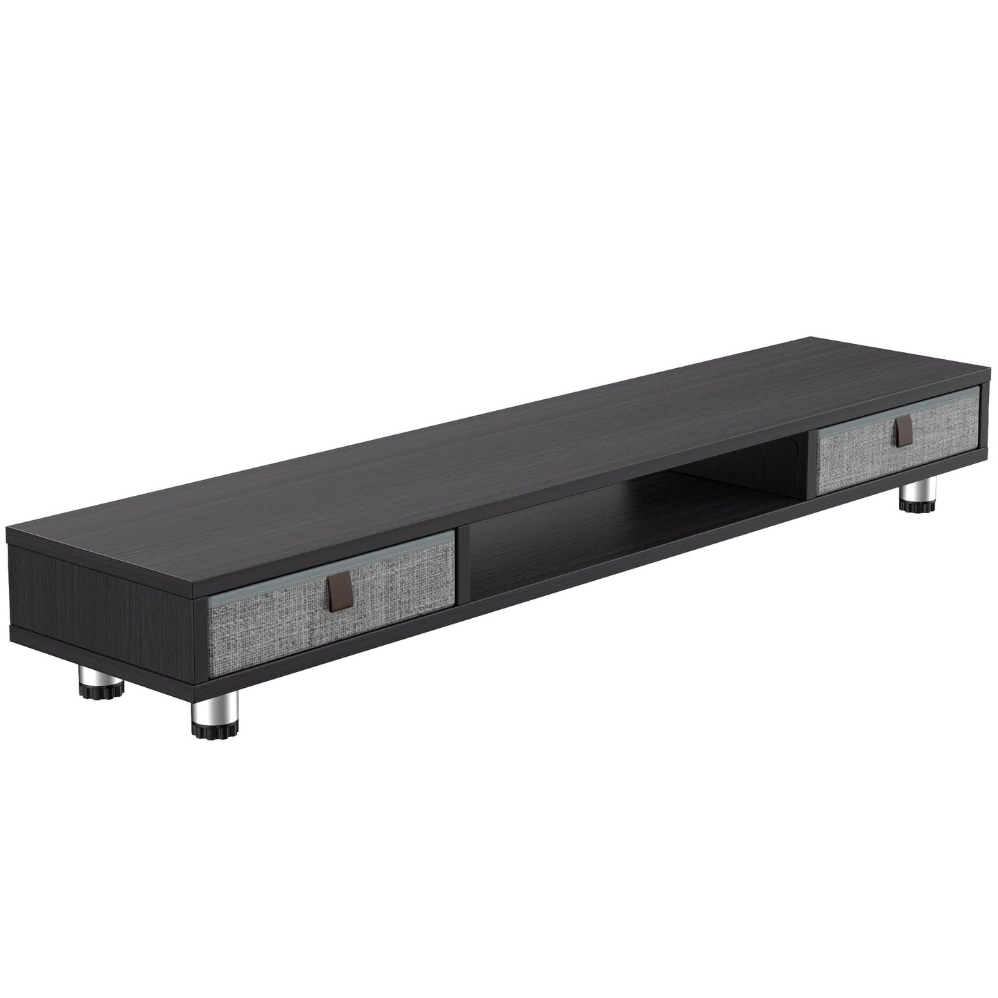 Fenge Dual Monitor Stand with 2 Drawers, 42.5 Inches Large Computer Riser for Desk, Adjustable Height Desk Shelf with Storage for Laptop, PC, TV, Printer
