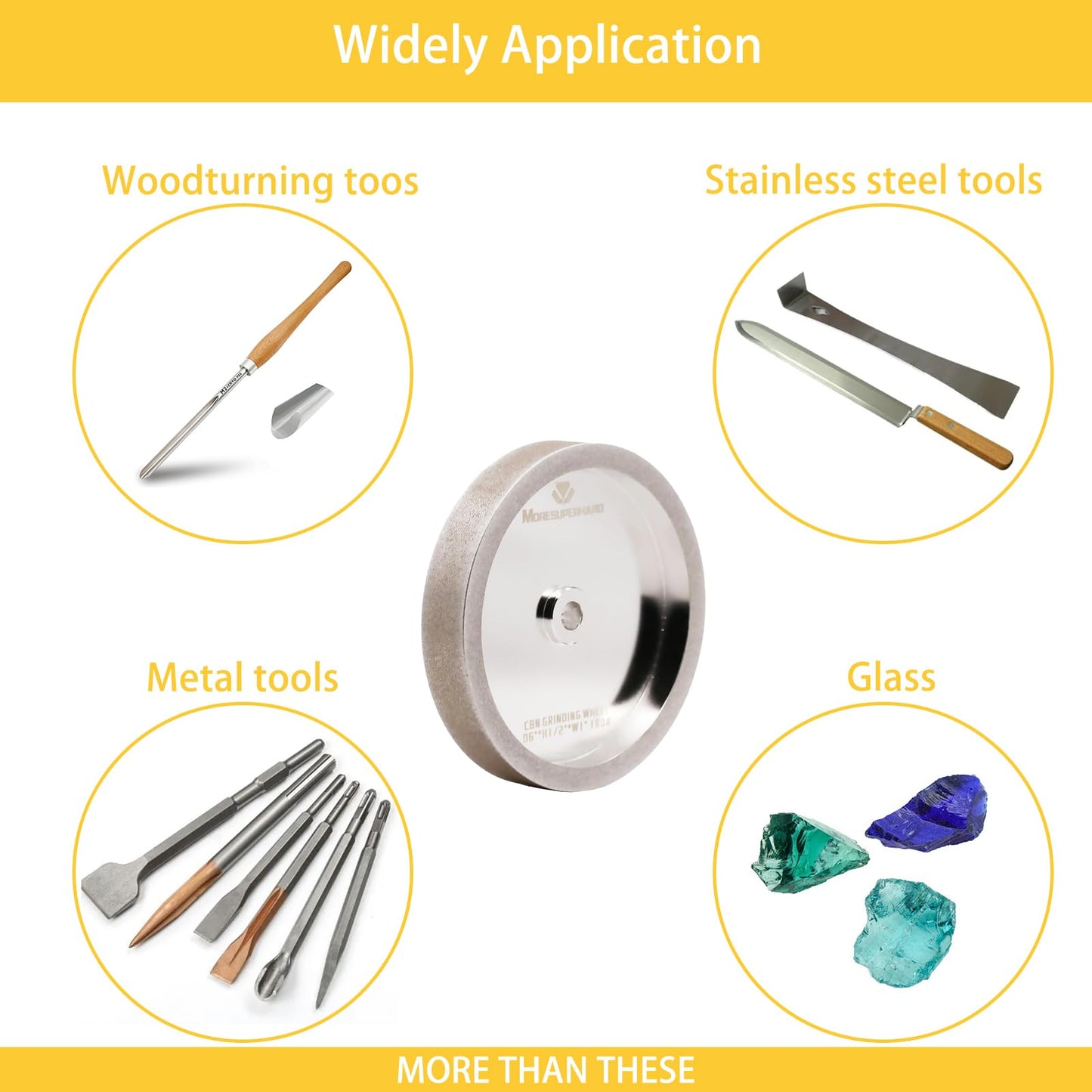 MORESUPERHARD CBN Grinding Wheel 6 inch 1000 Grit,1/2" Bore,1" Wide,forAll Kinds of 6 inch Bench Grinders,for Sharpening High Speed Steel Tools WoodTurining Tools(1000 Grit)