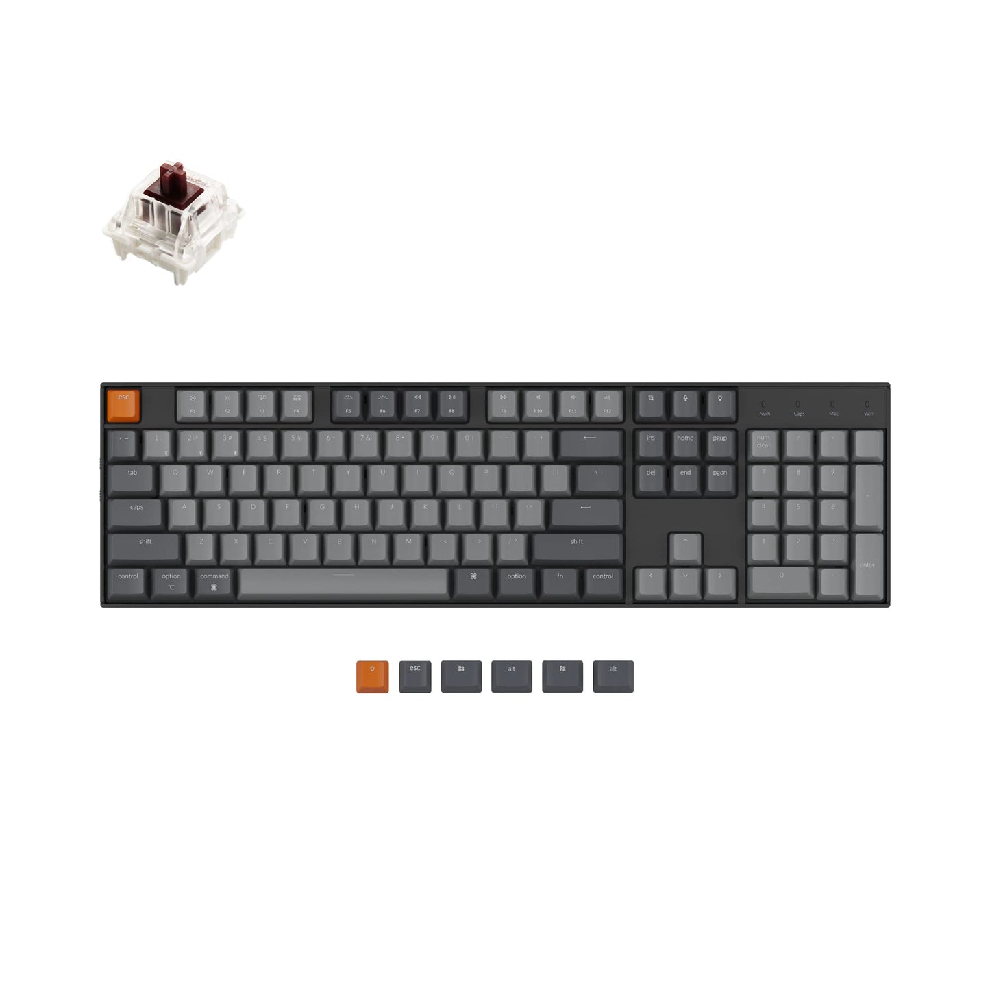 Keychron K10 Full Size Layout RGB Backlit Hot-Swappable Mechanical Gaming Keyboard for Mac Windows, Multitasking 104-Key Bluetooth Wireless/USB Wired Computer Keyboard with Gateron G Pro Brown Switch
