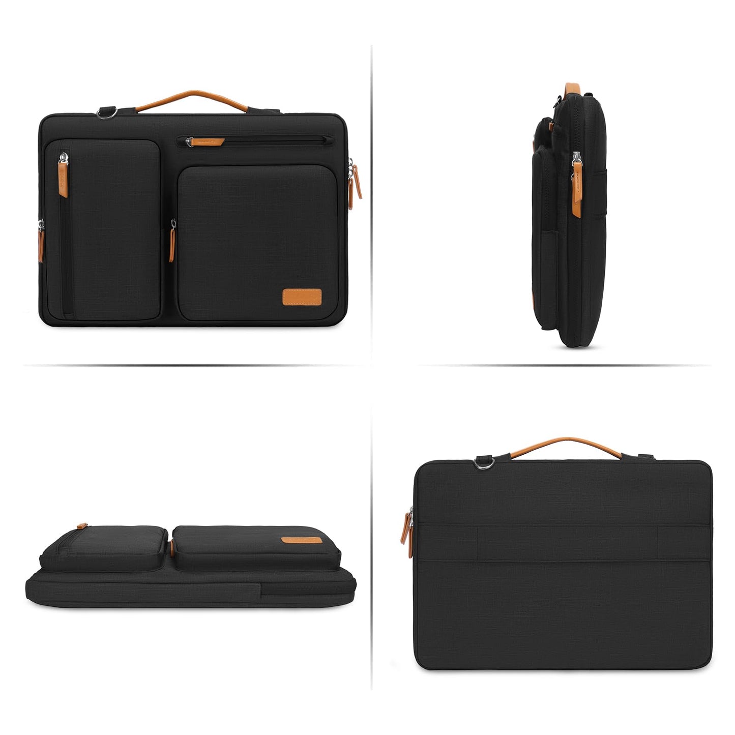 MOSISO 360 Protective Laptop Shoulder Bag,14 inch Computer Bag Compatible with HP Lenovo Dell ASUS Acer, HP, Dell Latitude, Lenovo,Side Open Messenger Bag with 4 Zipper Pockets&Handle, Black