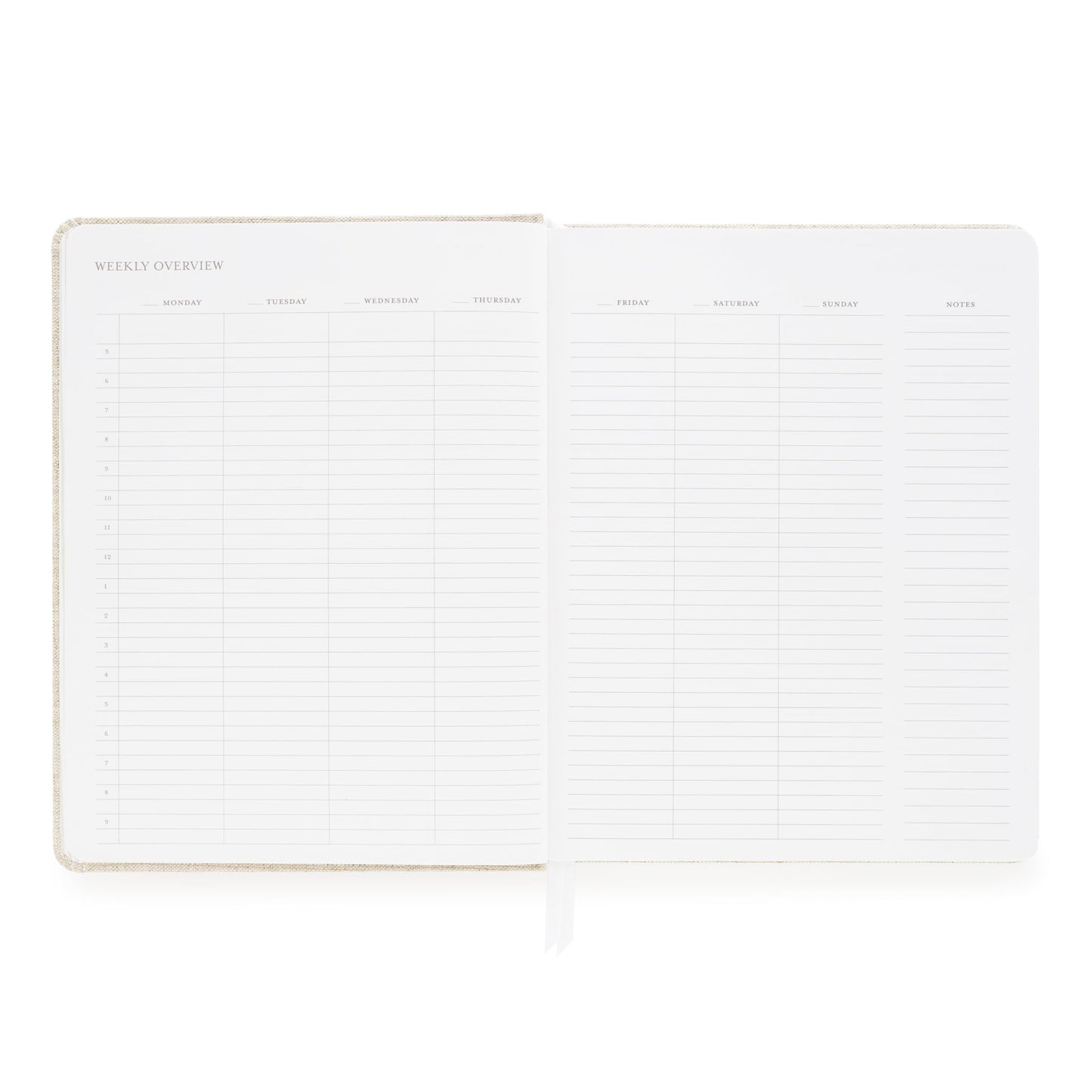 Sugar Paper Undated Weekly Planner, Fabric Cover, 7x9 Inches, Hardcover Weekly Planner (Chambray)