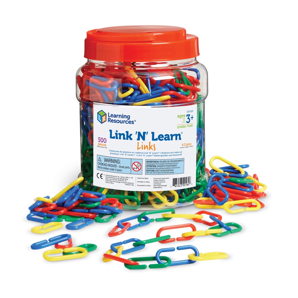 Learning Resources LER0257 Link 'N' Learn Links, Bucket of 500 Assorted Color Links, Ages 3+