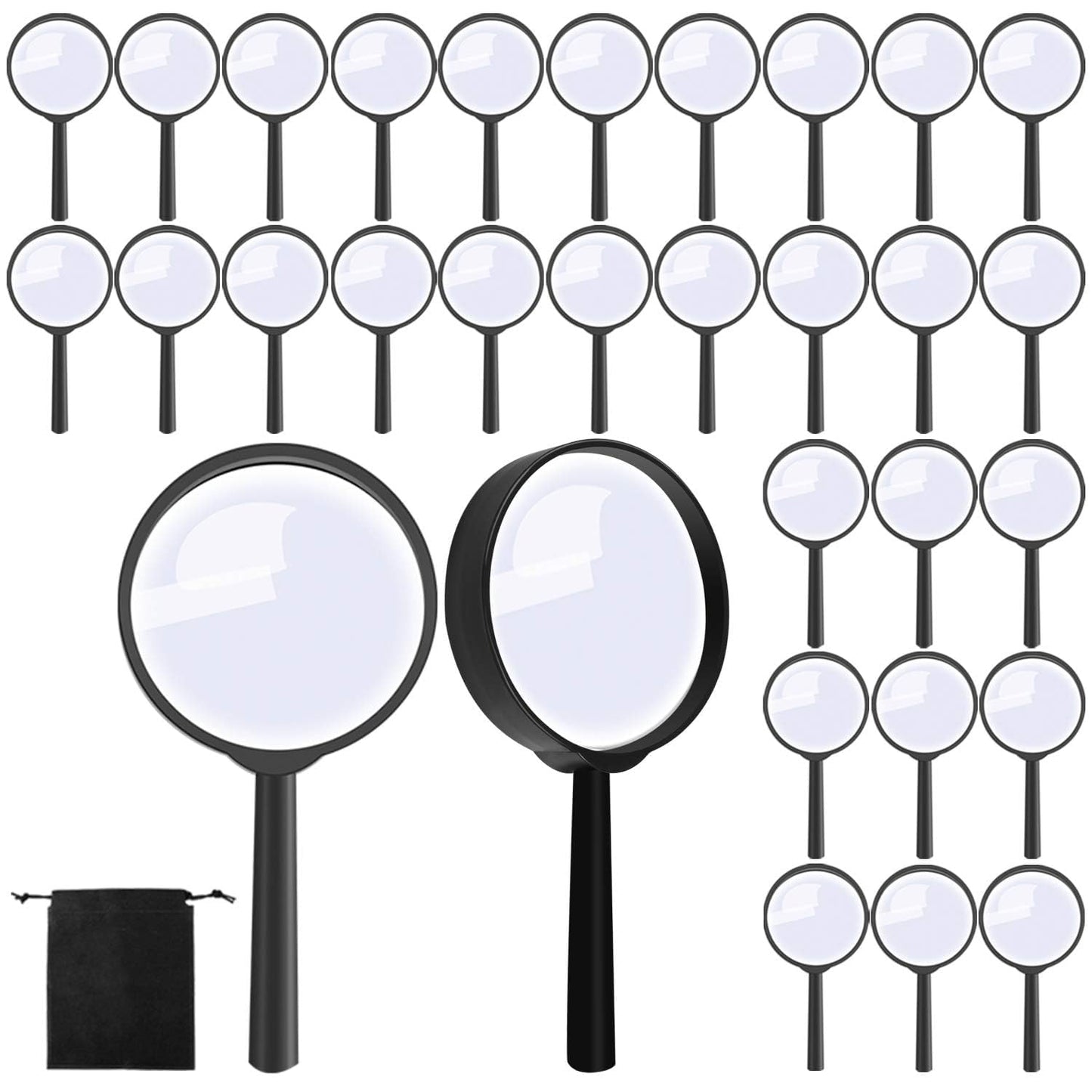 Elcoho 100 Pack Handheld Magnifier Plastic Magnifying Glass for Reading Jewelry Home Office Desk Accessories with Storage Bag
