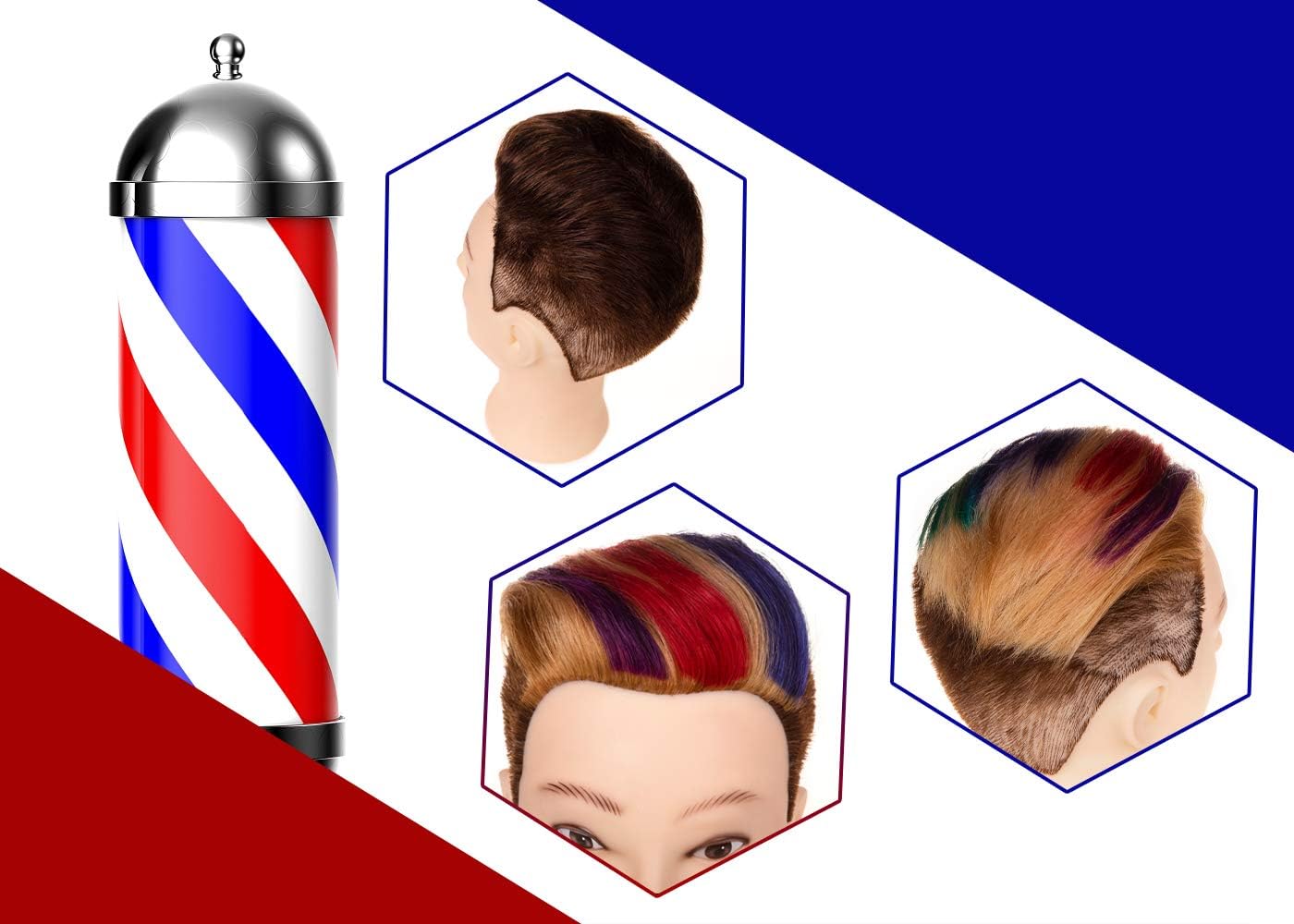 Stancia Mannequin Head, Male Mannequin Head with 100% Human Hair, 14" Barber Mannequin Head, Hairdresser Training Doll Manikin Head for Hair Styling and Practice (Dark Brown)