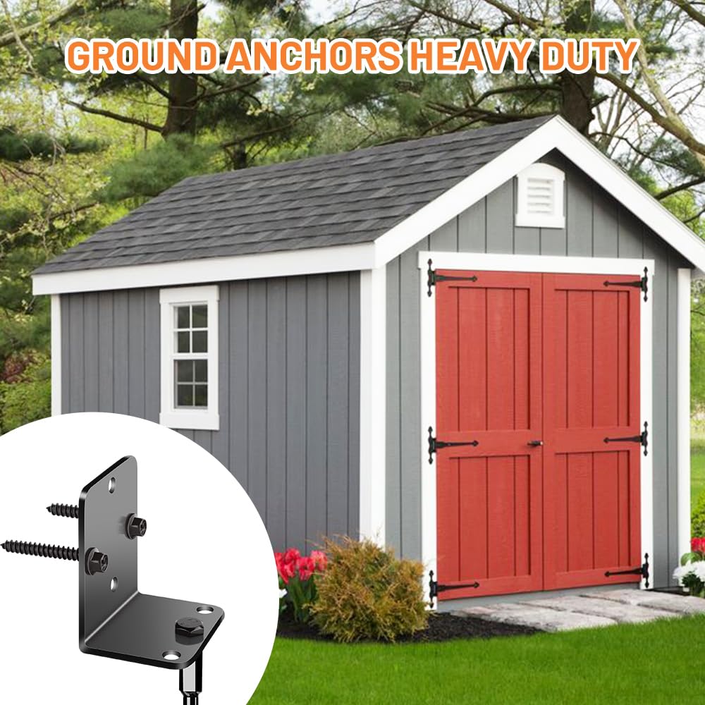 Ground Anchors Screw in 24" Set of 4 Trampoline Stakes Heavy Duty Mobile Home Anchors - Storage Shed Anchor Kit - Swing Set Stakes - Playset Anchor (4 x 24in)