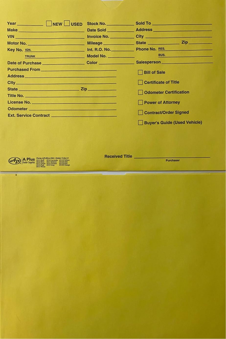 A Plus Car Dealer Jackets DSA-546 Yellow #5110 Quantity 100